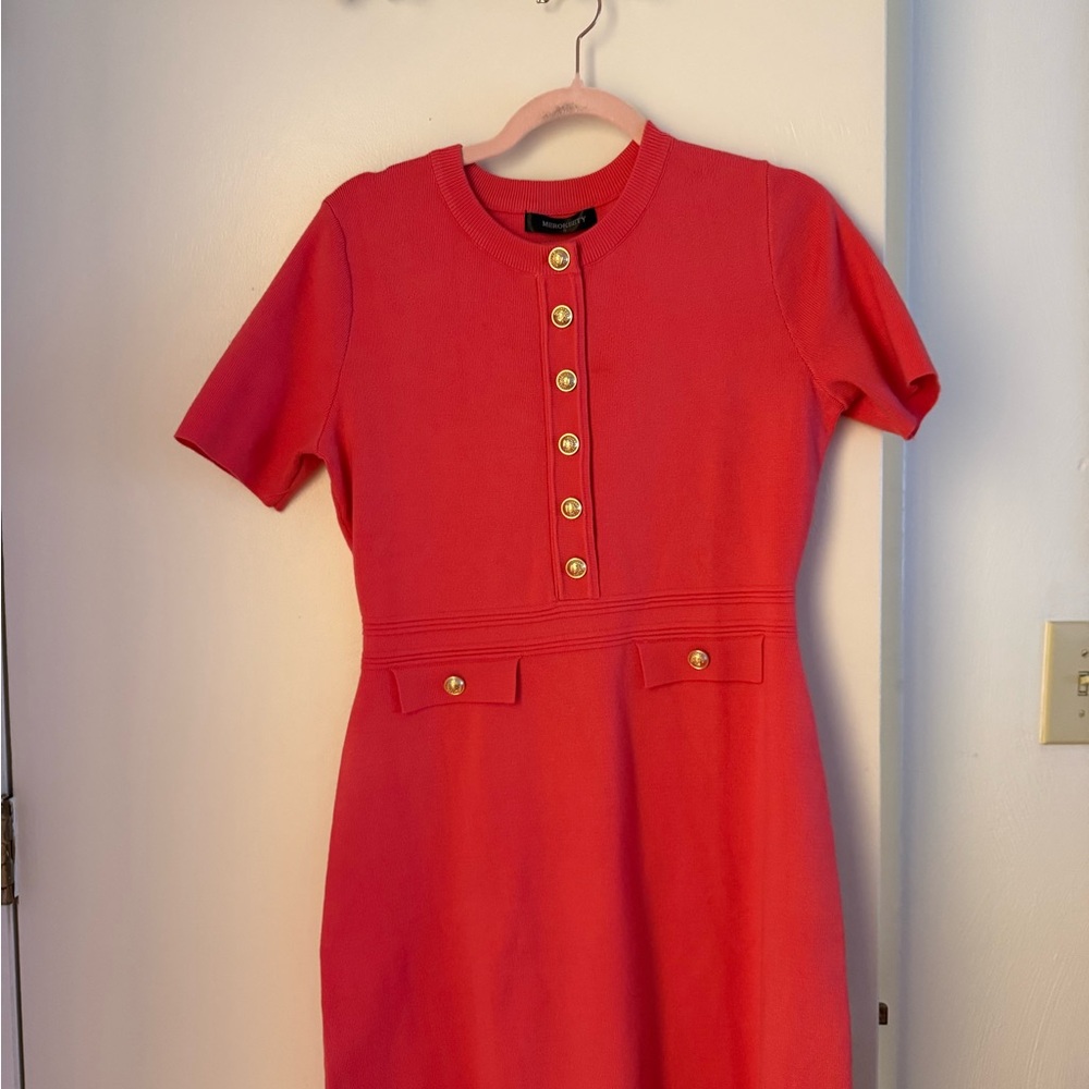 elegant cherry pink  Button-Up Dress